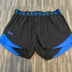 Blue and Black under armor shorts. Got these to go with my softball team colors